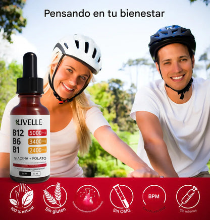 Nusava® Vitamina B Complex (B1, B6, B12, Niacina, Folato) Frena el Dolor y la Debilidad