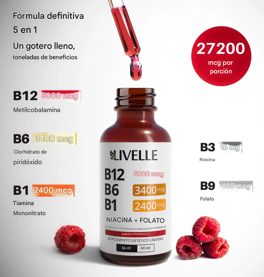 Nusava® Vitamina B Complex (B1, B6, B12, Niacina, Folato) Frena el Dolor y la Debilidad