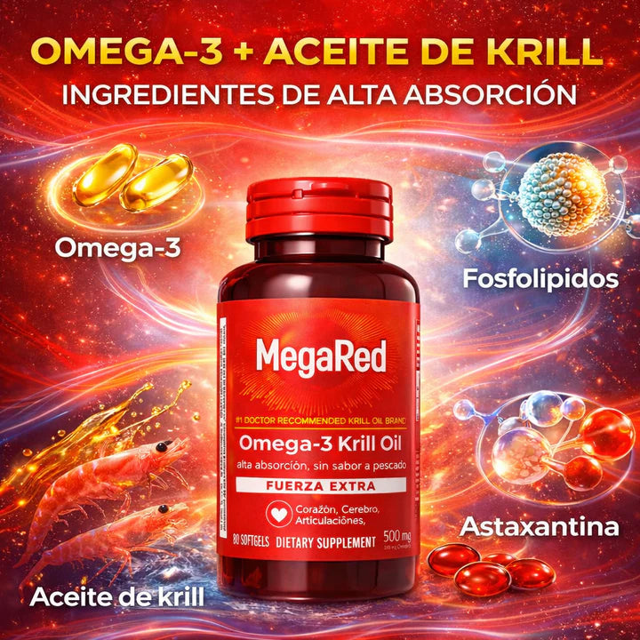 MegaRed® Omega-3 + Krill: Cuida tu corazón, mente y articulaciones ¡Empieza hoy!
