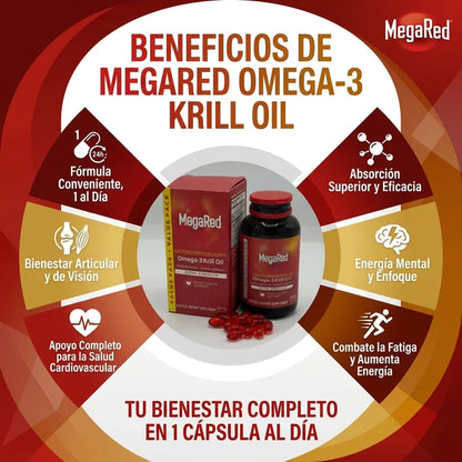 MegaRed® Omega-3 + Krill: Cuida tu corazón, mente y articulaciones ¡Empieza hoy!