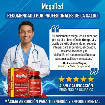 MegaRed® Omega-3 + Krill: Cuida tu corazón, mente y articulaciones ¡Empieza hoy!